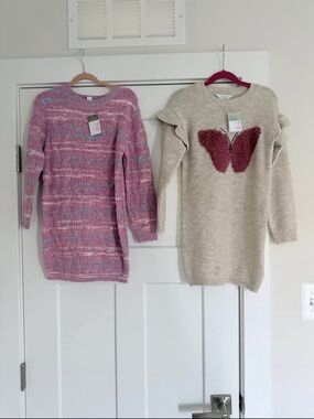 Primark Girls Pink & Blue Knit Sweater Dress